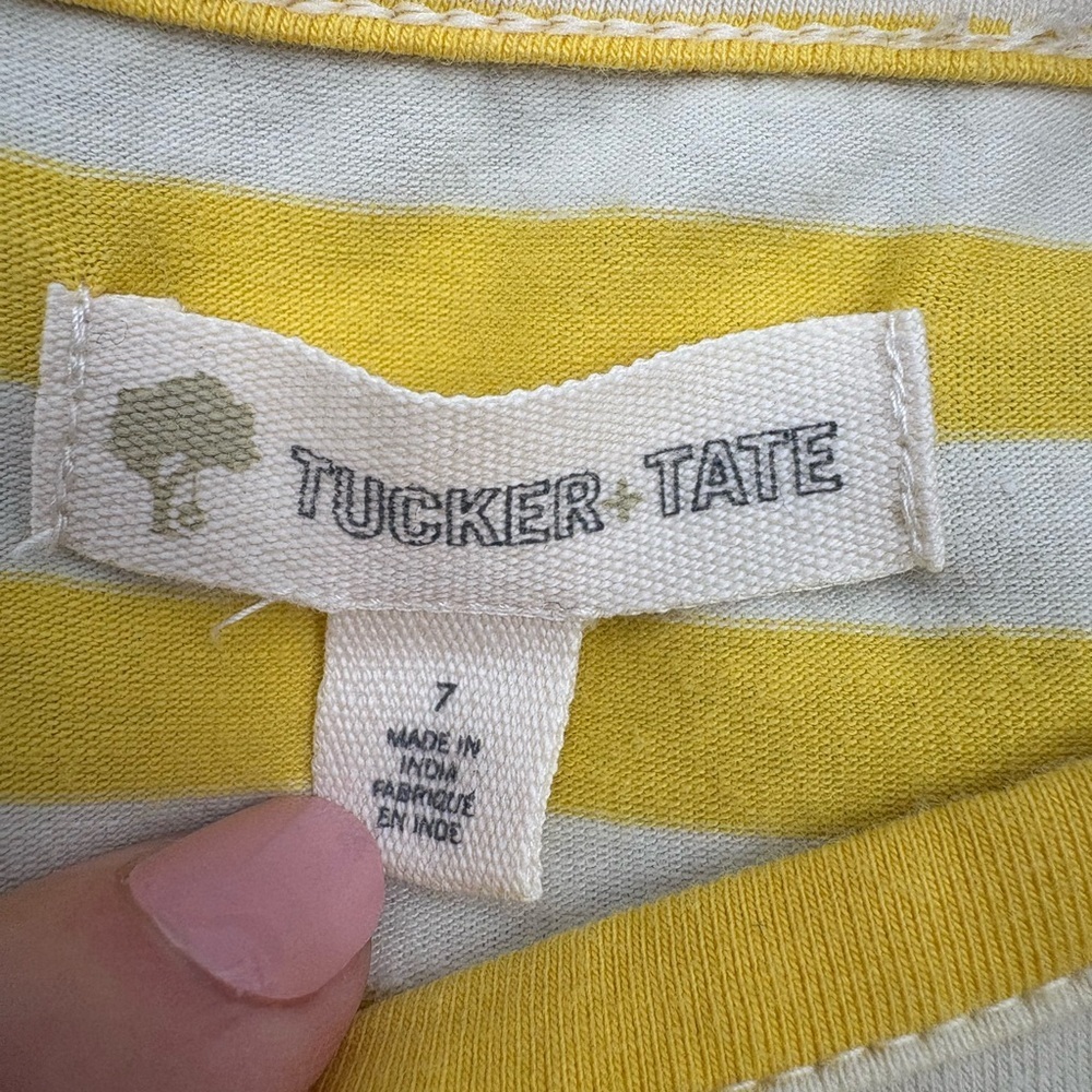 Tucker + Tate Yellow Striped Space Celestial Ruffle Dress - Girl’s Size 7 - Picture 7 of 8